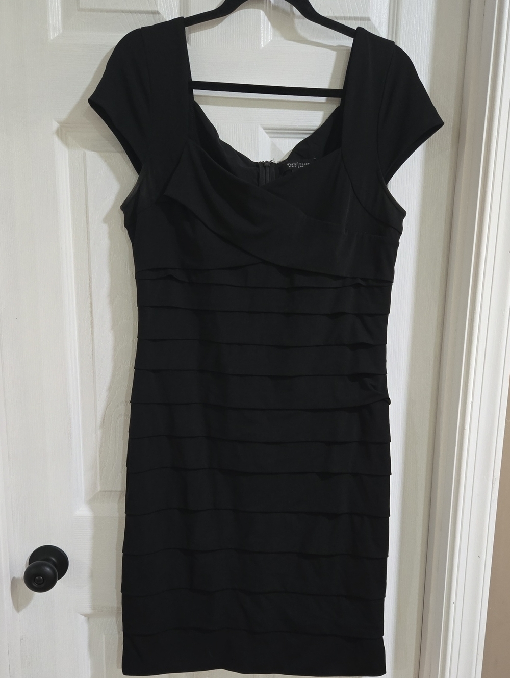 White House Black Market Black Layered Sheath Midi Dress